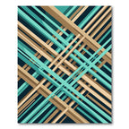 Abstract Teal and Beige Intersecting Lines Rug