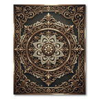 Ornate Bronze Filigree Circular Medallion Rug