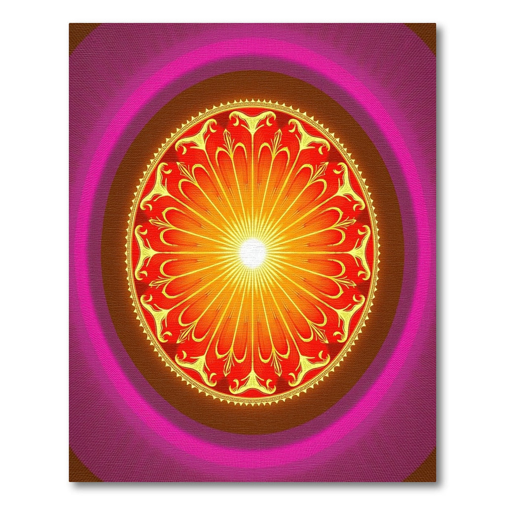Radiant Sunburst Mandala Crimson Gold Rug