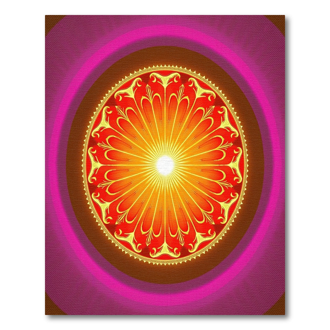 Radiant Sunburst Mandala Crimson Gold Rug