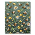 Golden Bumblebee and Wildflower Botanical Meadow Rug