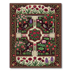 Crimson Garden Birds Woodland Botanical Rug