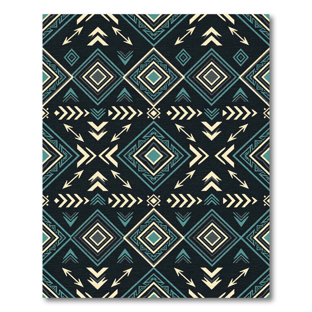 Teal and Cream Geometric Aztec Diamond Rug