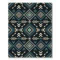 Teal and Cream Geometric Aztec Diamond Rug