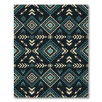 Teal and Cream Geometric Aztec Diamond Rug