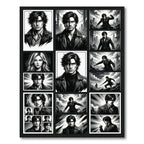 Noir Charcoal Manga Montage Illustration Rug