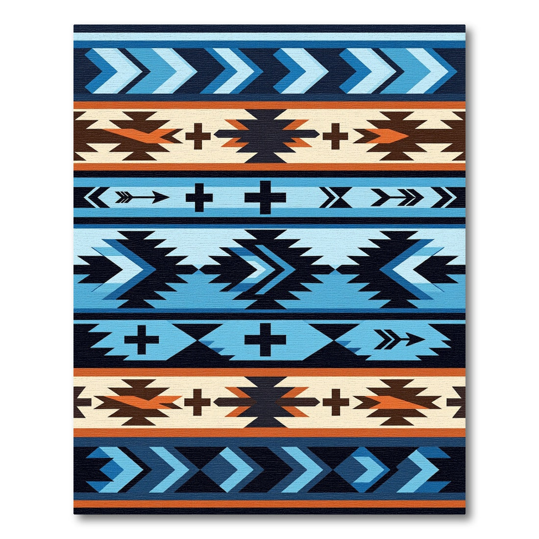 Native American Blue Geometric Chevron Rug