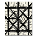 Monochrome Geometric Urban Grid Map Rug