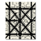 Monochrome Geometric Urban Grid Map Rug
