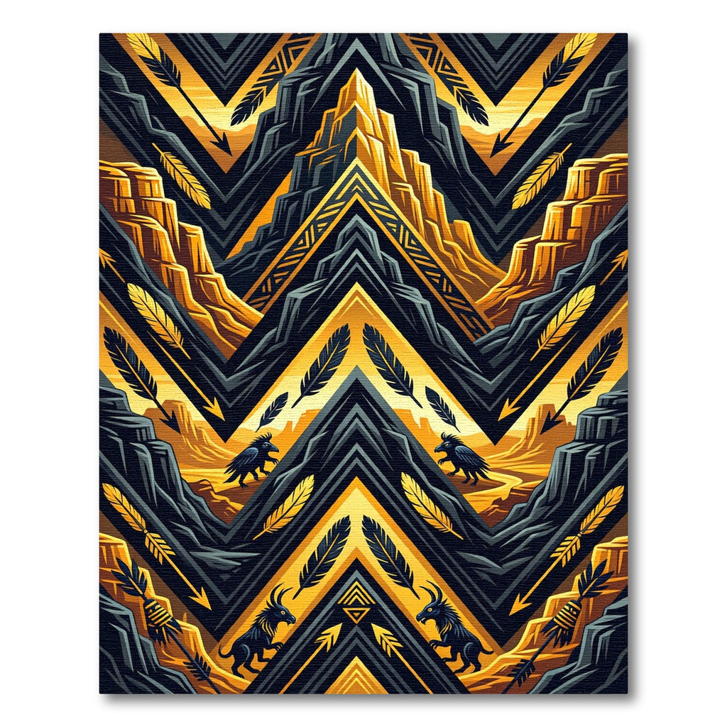 Golden Mountain Tribal Wolf Feather Rug