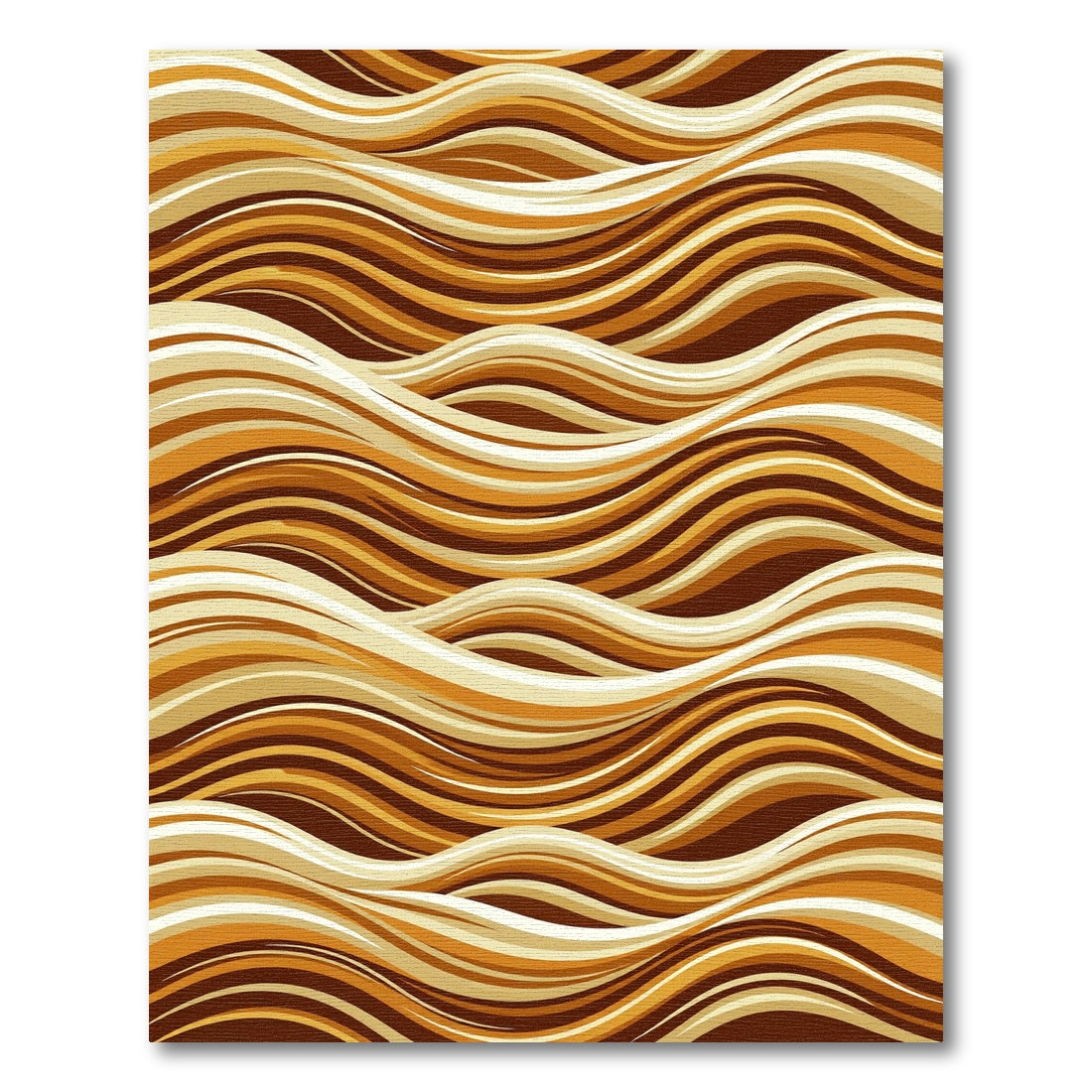 Golden Amber Abstract Wavy Lines Rug