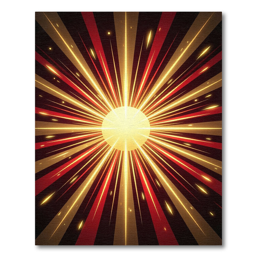 Radiant Sunburst Red Gold Rays Rug