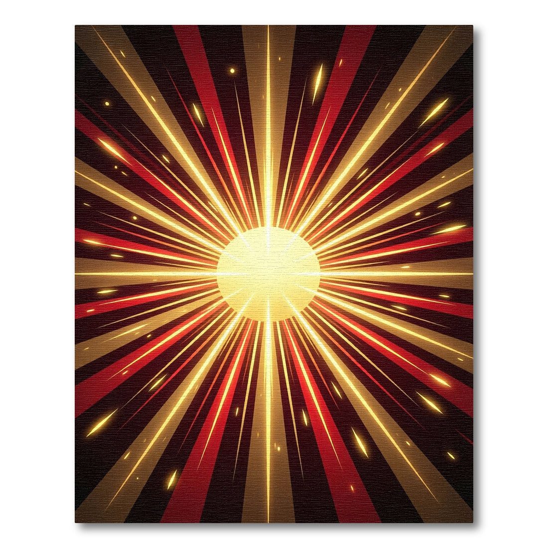 Radiant Sunburst Red Gold Rays Rug