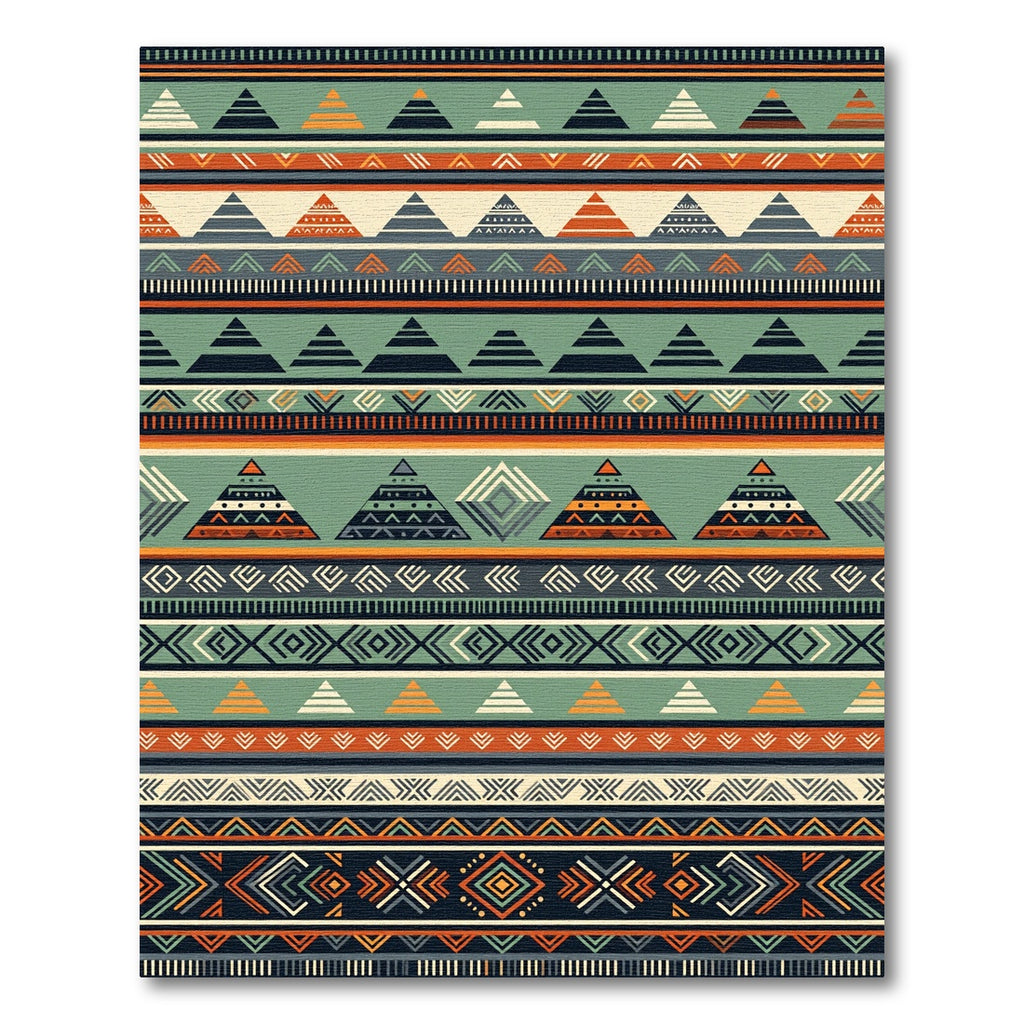 Tribal Geometric Arrows Ochre Green Rug