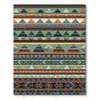 Tribal Geometric Arrows Ochre Green Rug