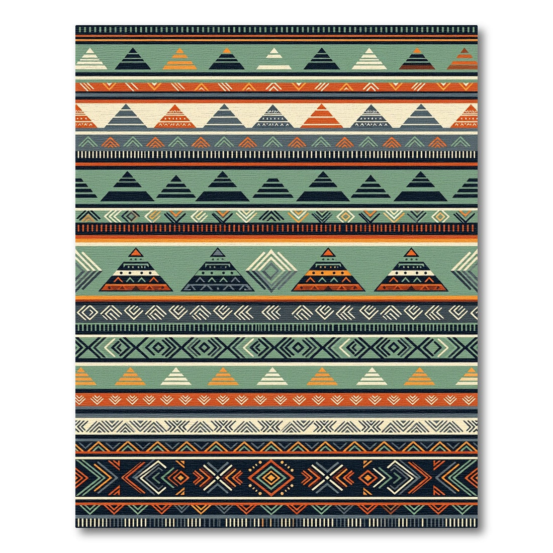 Tribal Geometric Arrows Ochre Green Rug