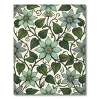 Sage Green Clematis Botanical Floral Rug