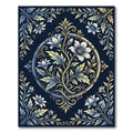 Ethereal Gold Floral Navy Medallion Rug