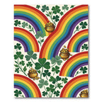 Colorful Rainbow Clover Lucky Gold Coin Rug