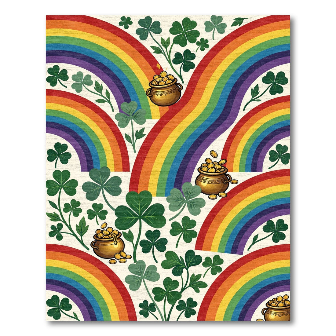 Colorful Rainbow Clover Lucky Gold Coin Rug