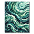Swirling Teal Ocean Current Wave Rug