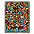 Vibrant Emerald Dragon Phoenix Medallion Rug