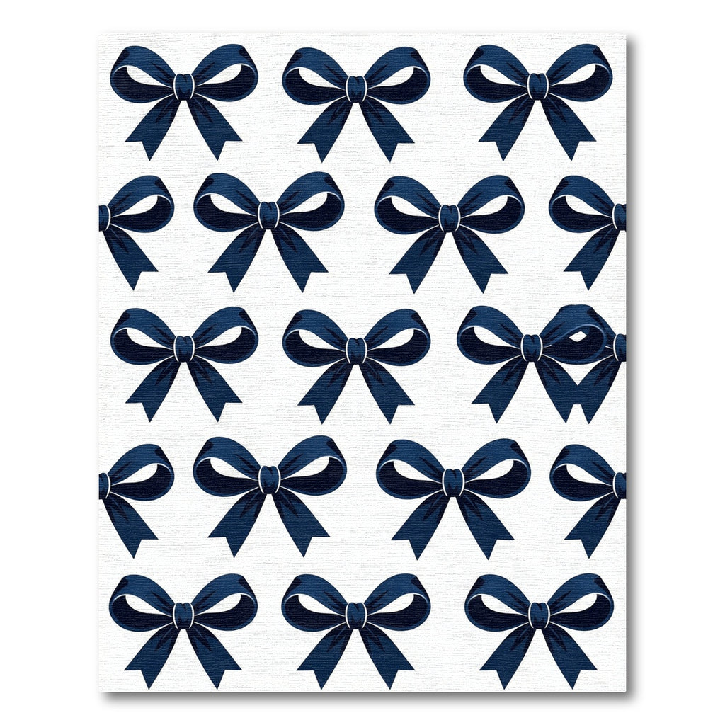 Elegant Navy Blue Bow Ribbon Accent Rug