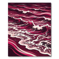 Crimson Ocean Waves Swirl Rug