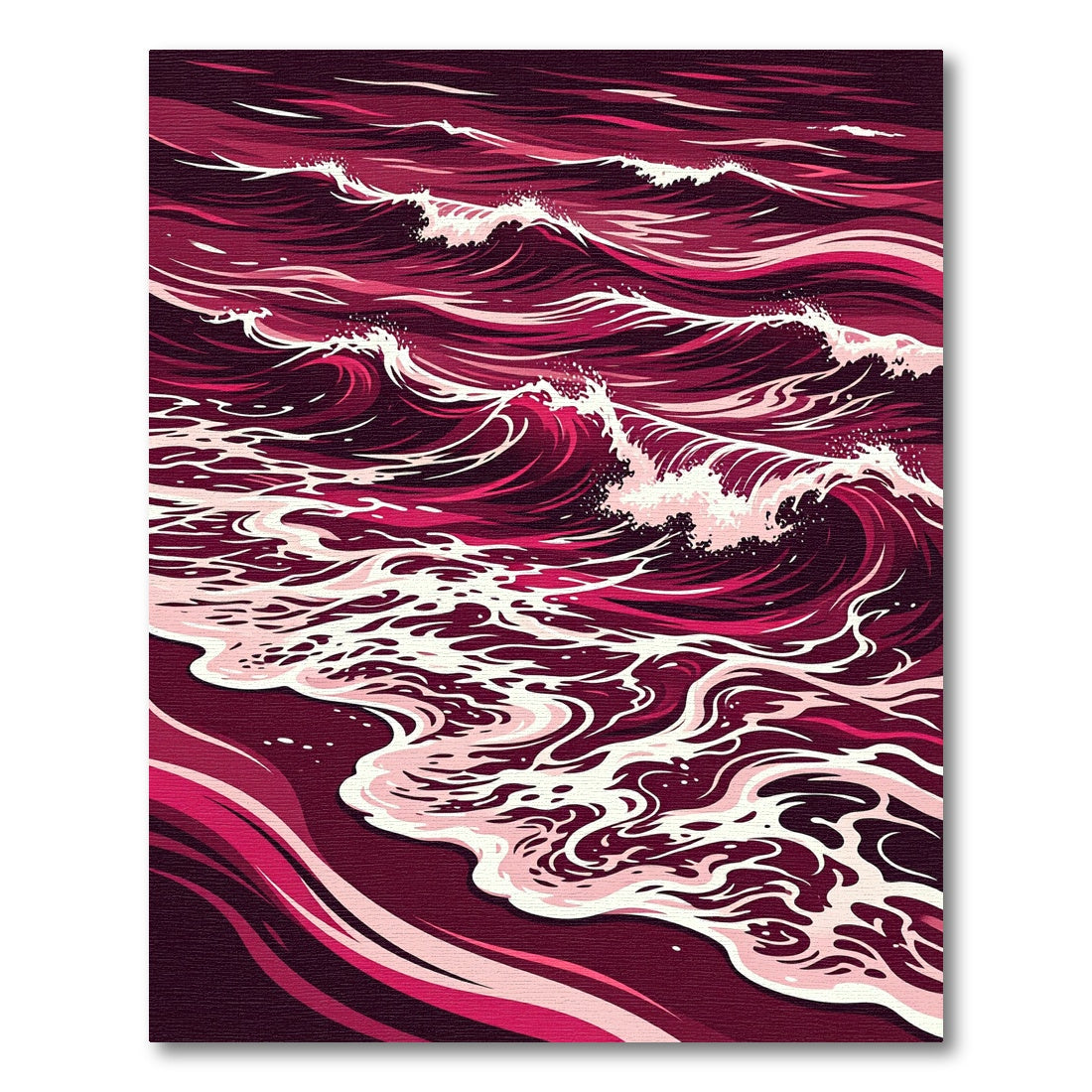 Crimson Ocean Waves Swirl Rug