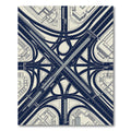 Modern Navy Highway Interchange Blueprint Rug