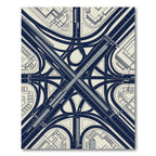 Modern Navy Highway Interchange Blueprint Rug