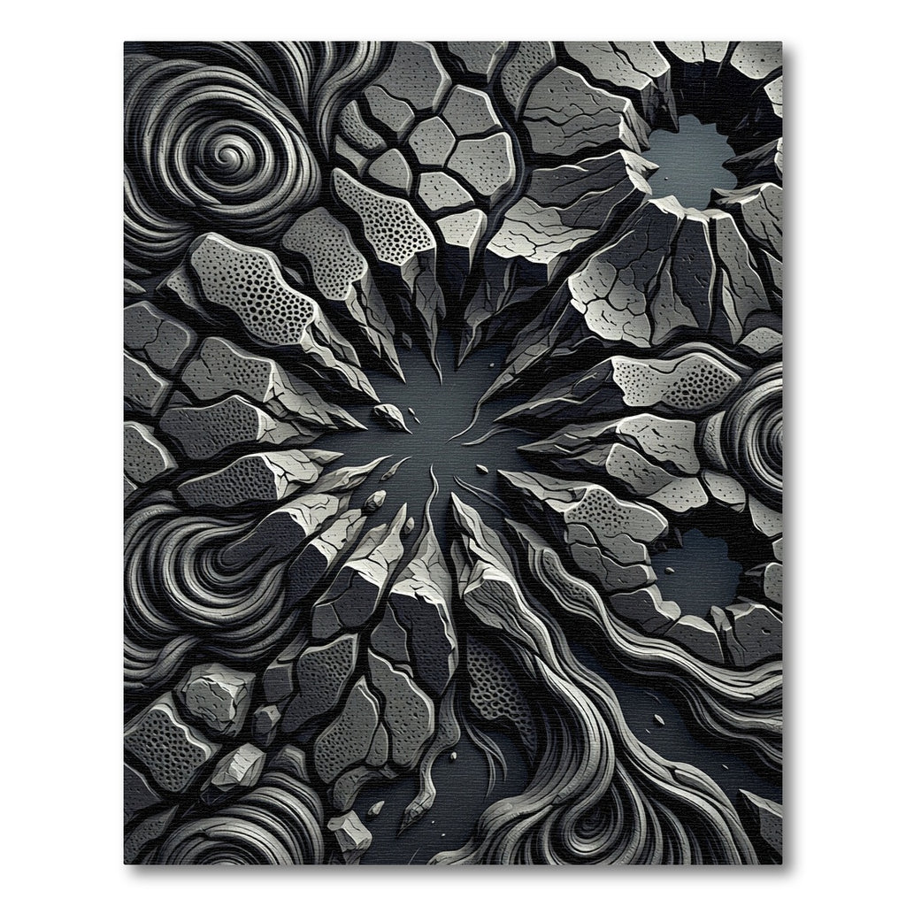 Monochromatic Stone Rock Formation Swirl Rug