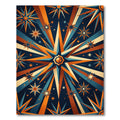 Celestial Orange Blue Geometric Starburst Rug