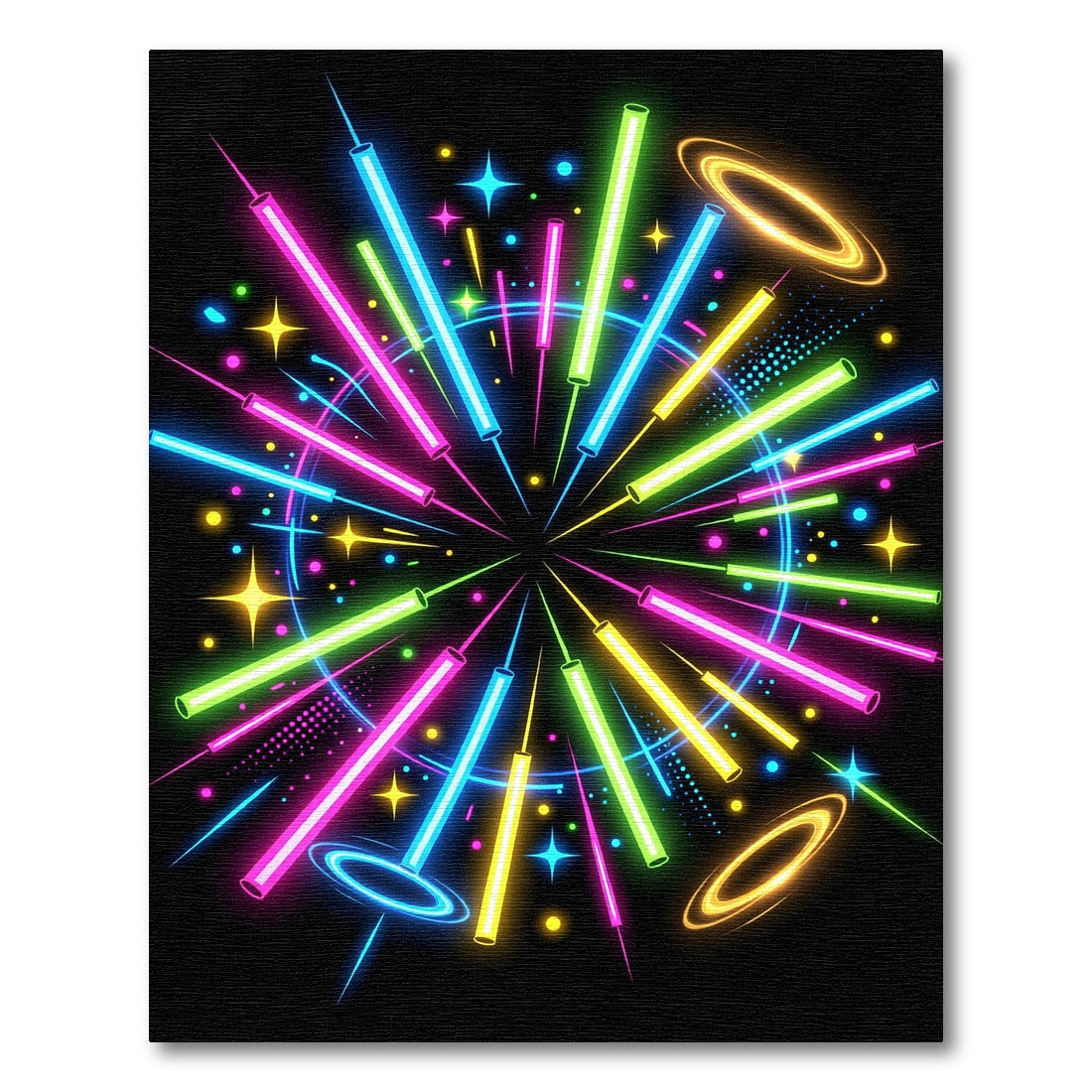 Vibrant Neon Burst Celestial Glow Rug