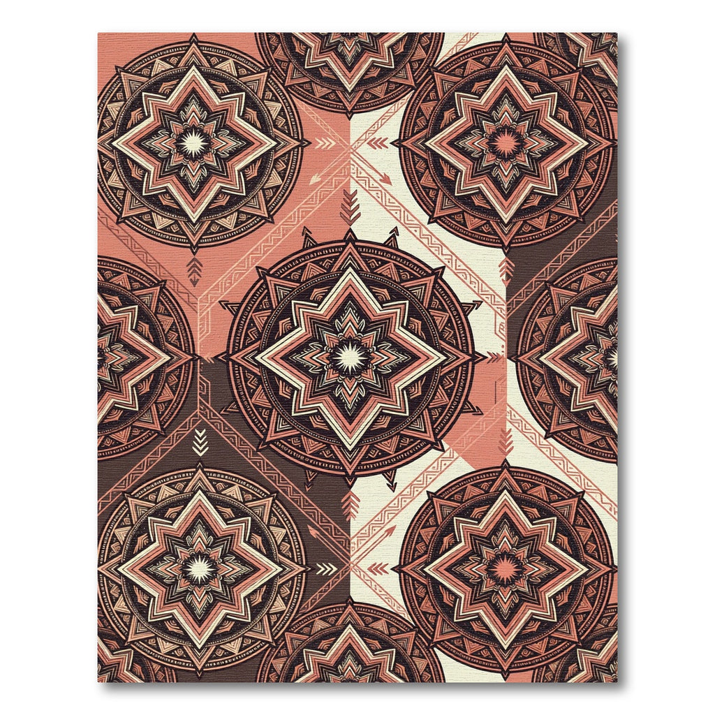 Terracotta Earthy Geometric Mandala Medallions Rug