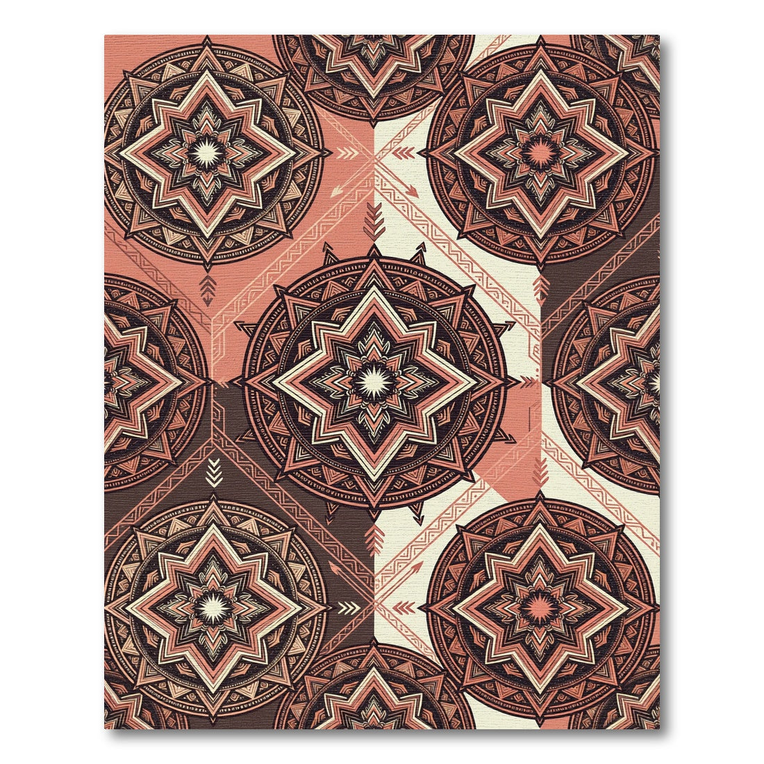 Terracotta Earthy Geometric Mandala Medallions Rug