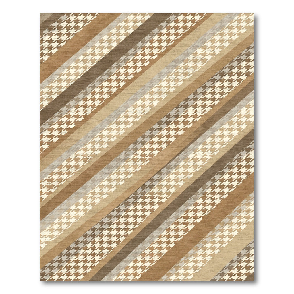 Classic Houndstooth Striped Earth Tones Rug