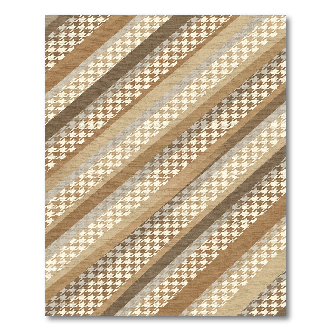 Classic Houndstooth Striped Earth Tones Rug