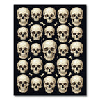 Monochromatic Skulls and Bones Tiled Art Rug