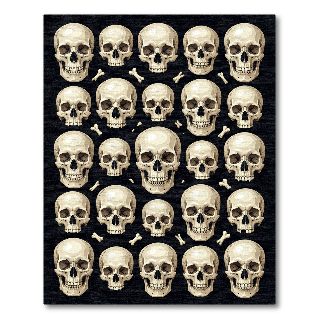 Monochromatic Skulls and Bones Tiled Art Rug