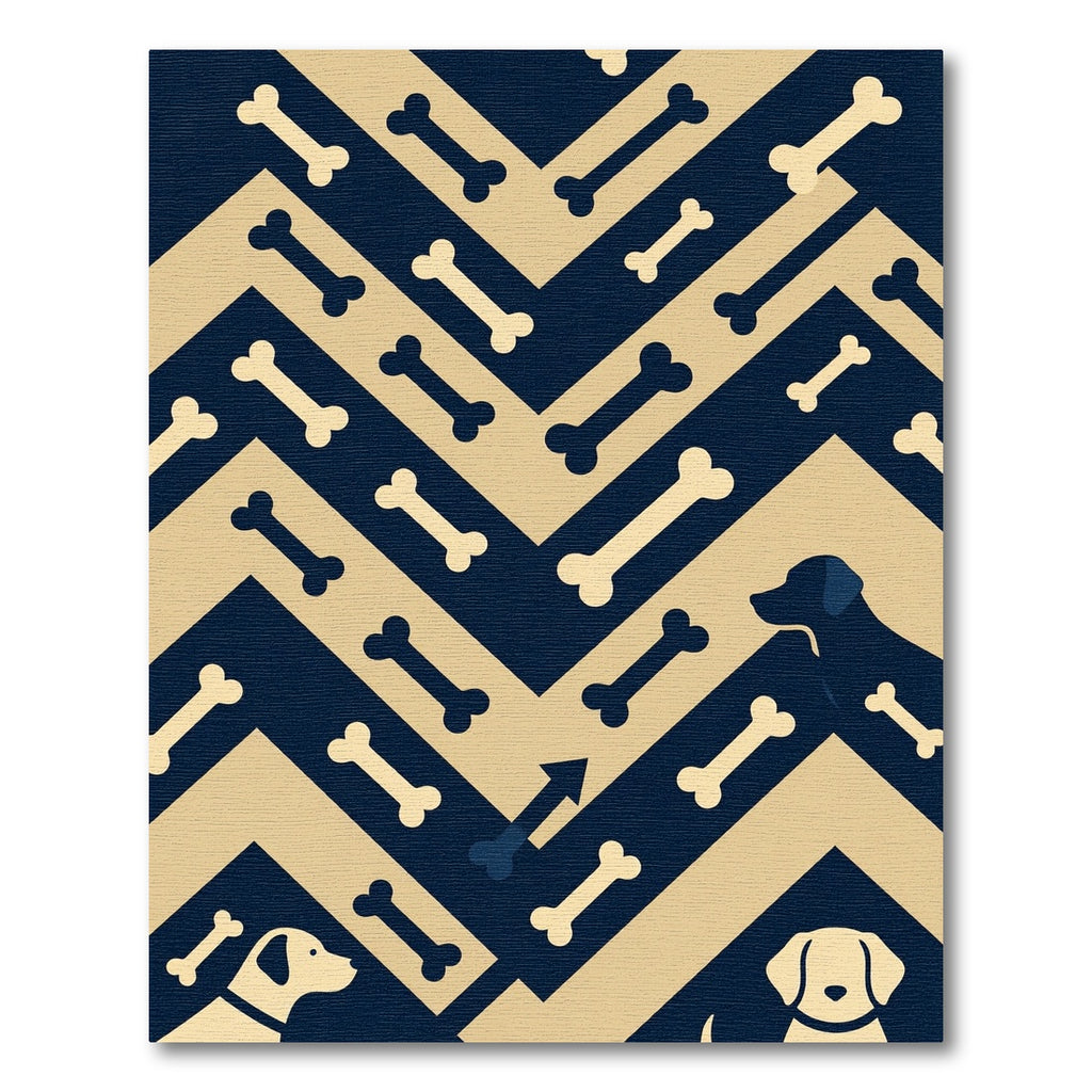 Navy and Cream Geometric Dog Bone Rug