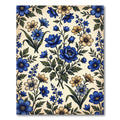 Vintage Blue and Cream Botanical Floral Rug