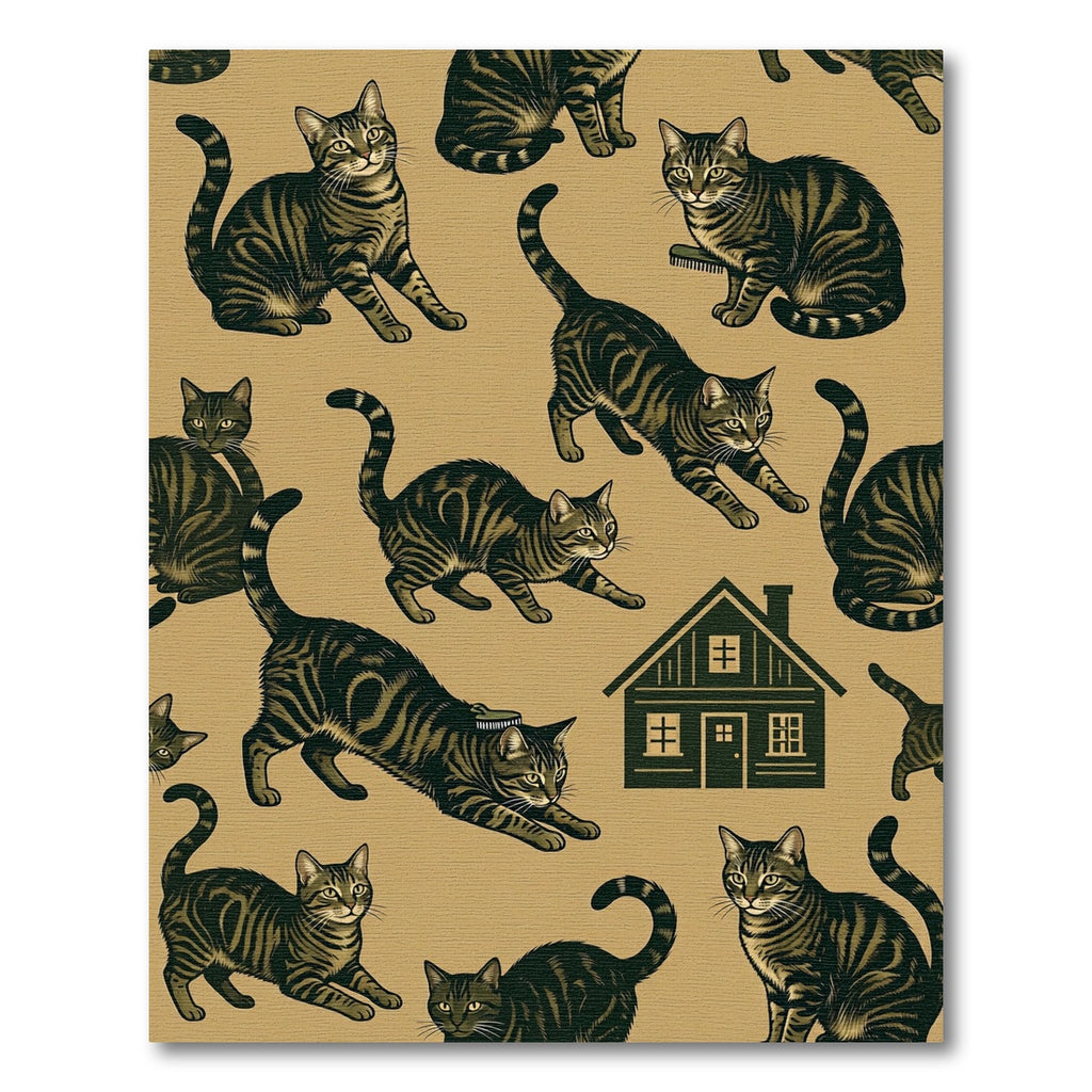 Brown Tabby Cats With House Rug