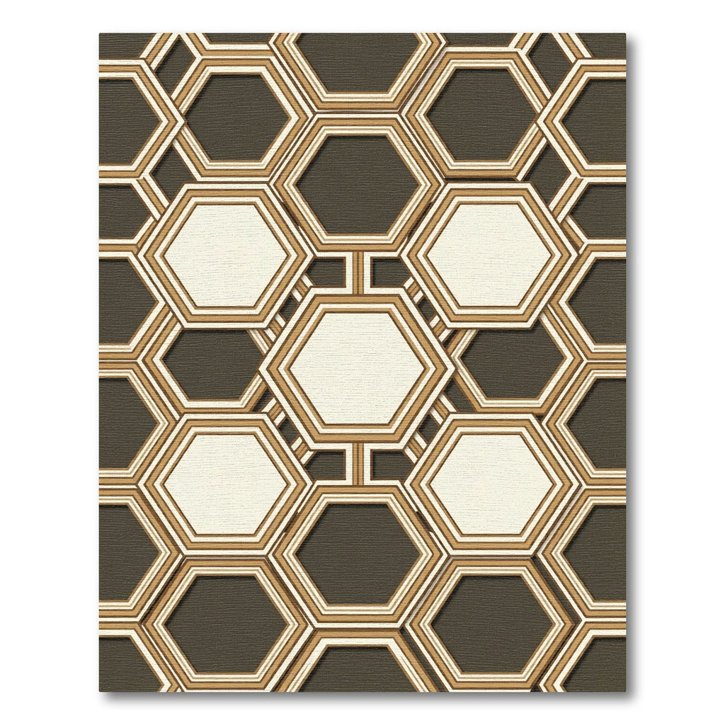Geometric Hexagon Outline With Gold Rug
