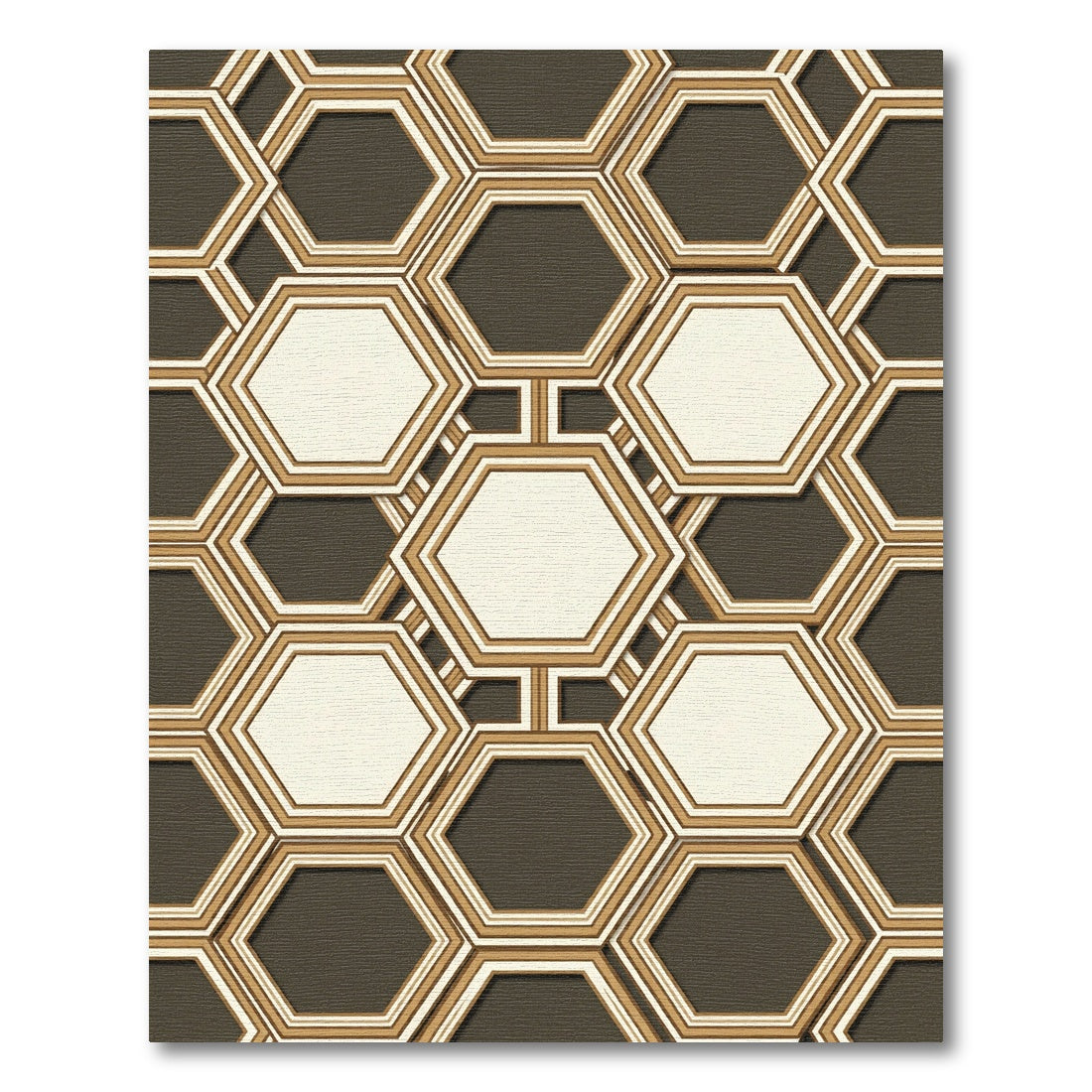 Geometric Hexagon Outline With Gold Rug