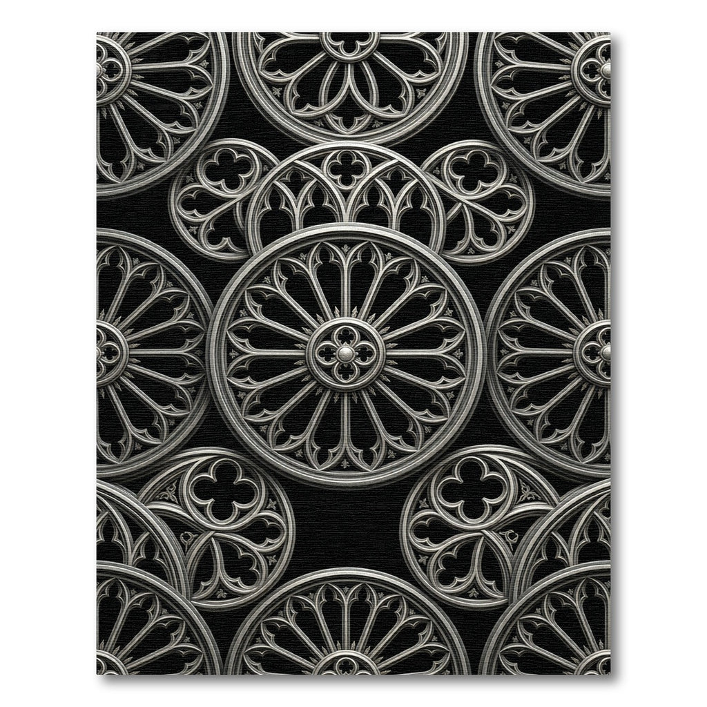 Gothic Circular Silver Cathedral Rose Rug
