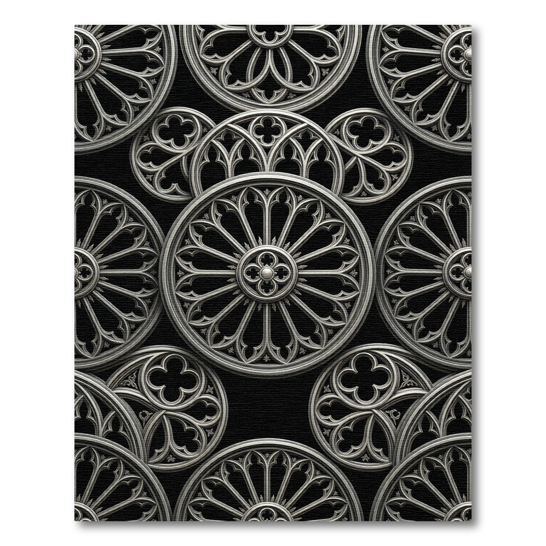 Gothic Circular Silver Cathedral Rose Rug