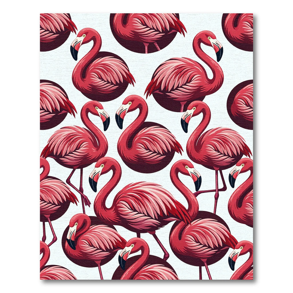 Vibrant Pink Flamingo Flock Pattern Rug