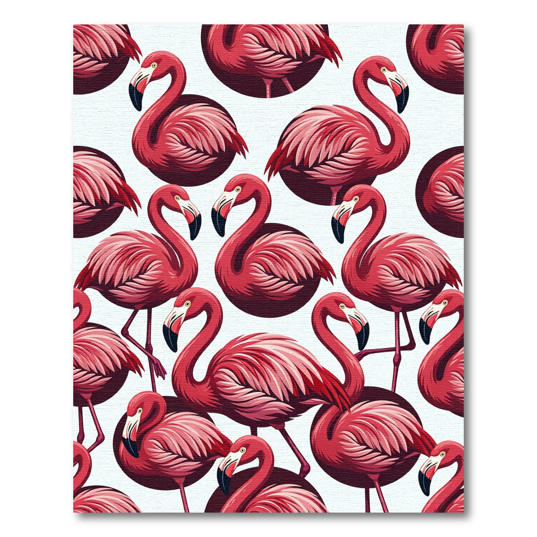 Vibrant Pink Flamingo Flock Pattern Rug