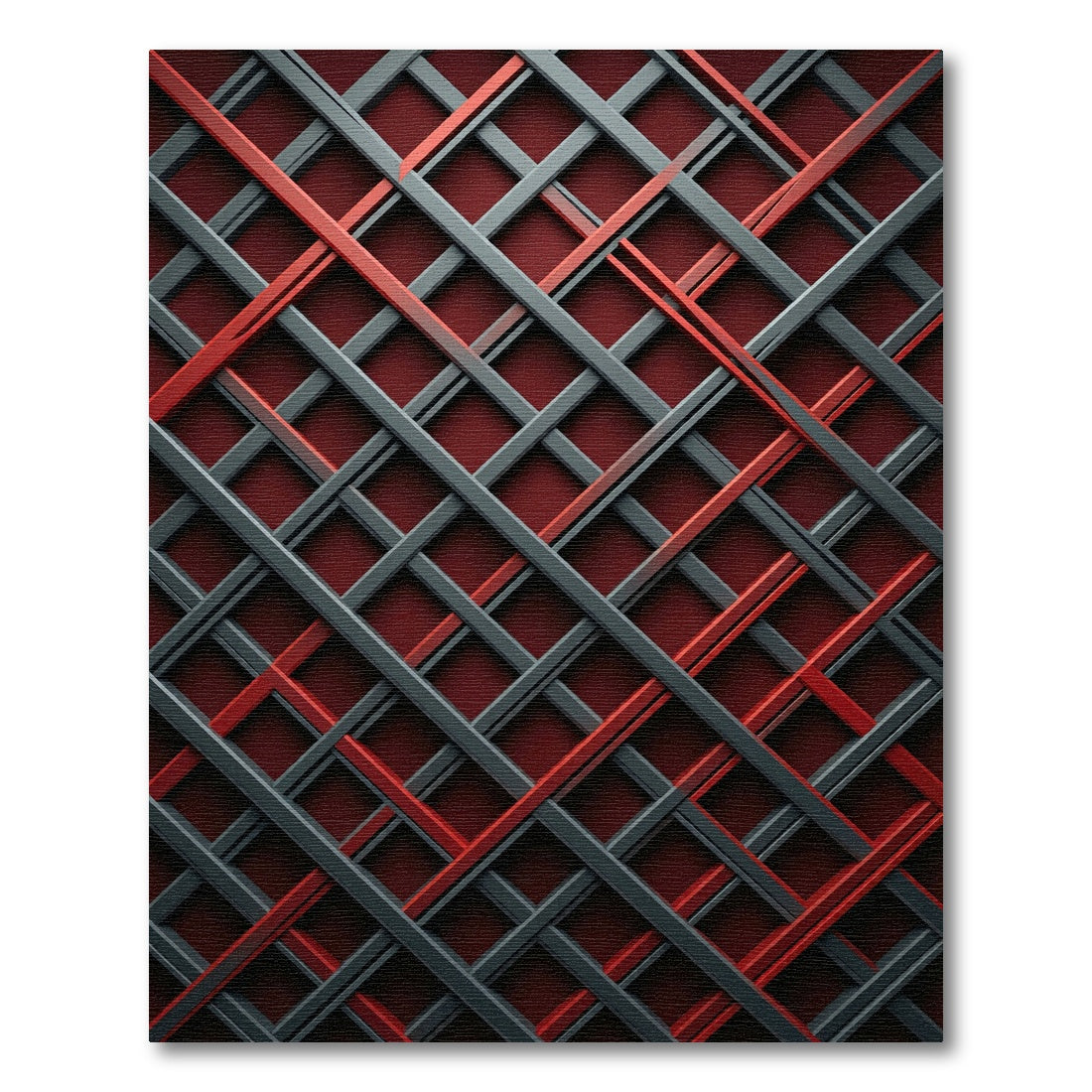 Crimson Gray Interlocking Lattice Rug